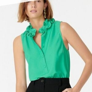 J. Crew Ruffle Neck sleeveless blouse XXS